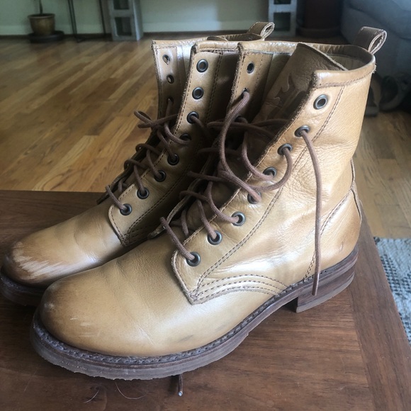 FRYE Veronica Combat Boots camel 7.5 - Picture 1 of 5